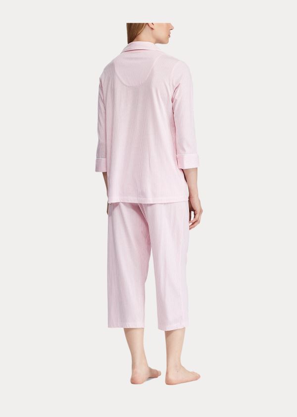 Ralph Lauren Bavlněné Capri Sleep Set Růžové Bílé Proužek | dFhYBsdW