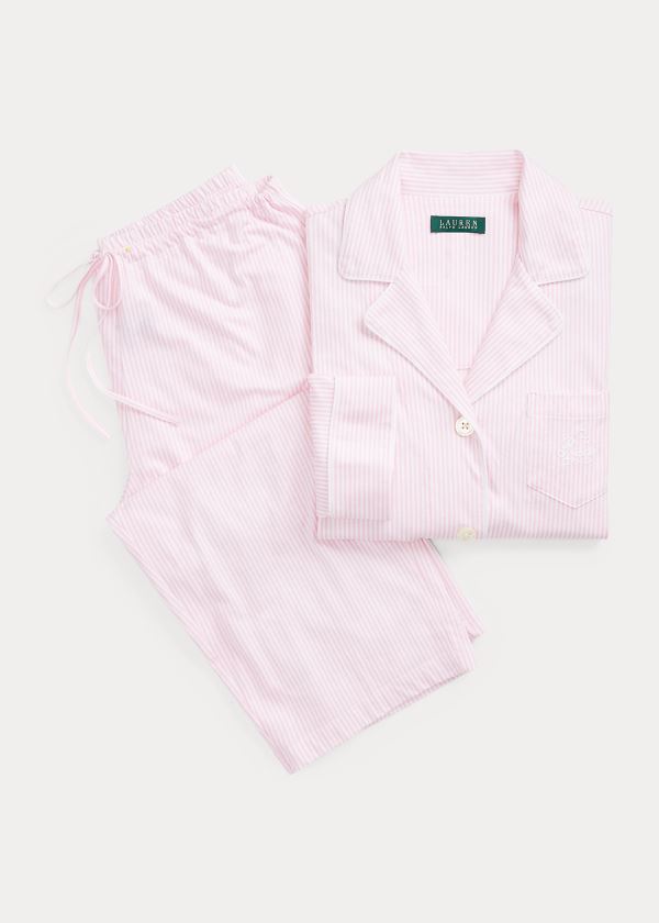 Ralph Lauren Bavlněné Capri Sleep Set Růžové Bílé Proužek | dFhYBsdW
