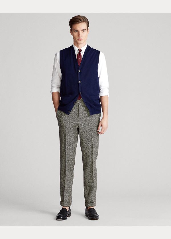 Ralph Lauren Bavlněné-Cashmere Svetrové Vest Světle Tmavě Blankyt | 0jMaapSj