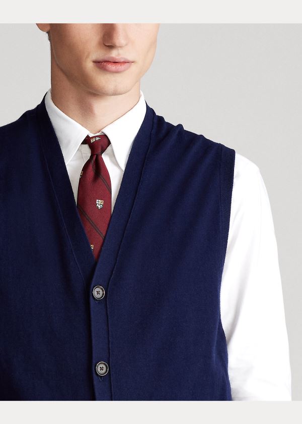 Ralph Lauren Bavlněné-Cashmere Svetrové Vest Světle Tmavě Blankyt | 0jMaapSj