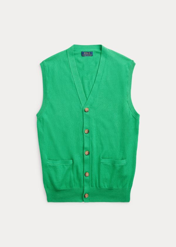Ralph Lauren Bavlněné-Cashmere Svetrové Vest Zelene | TU8dAyOj