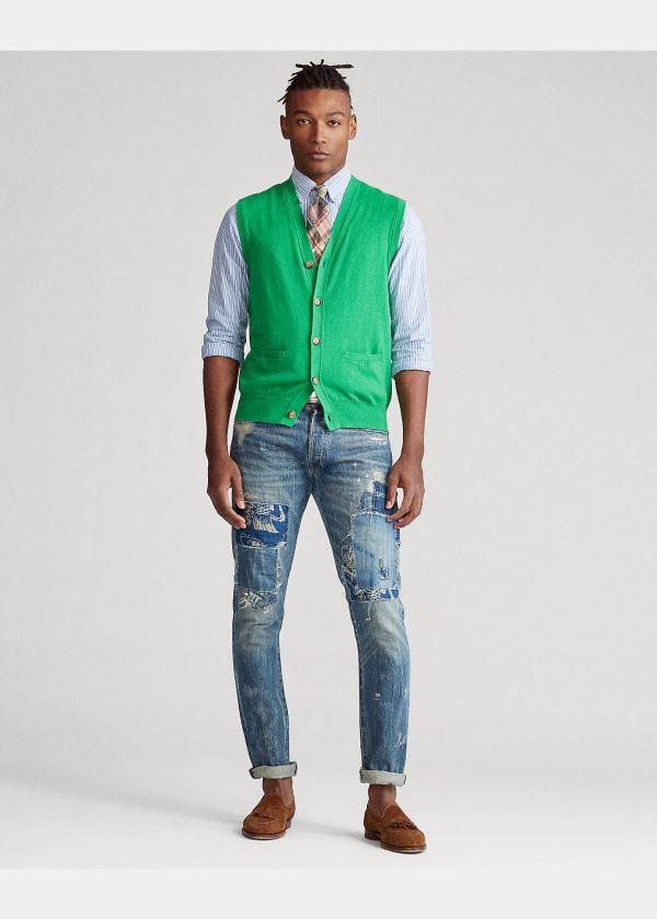 Ralph Lauren Bavlněné-Cashmere Svetrové Vest Zelene | TU8dAyOj