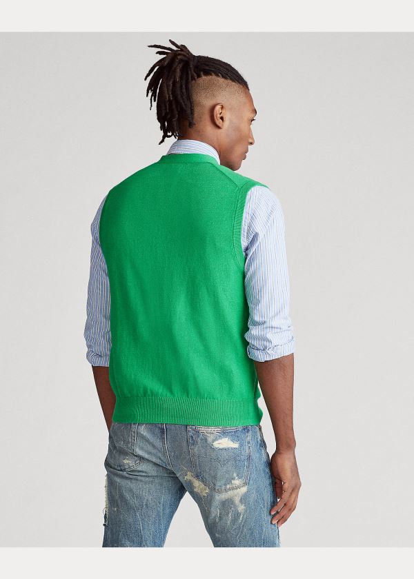 Ralph Lauren Bavlněné-Cashmere Svetrové Vest Zelene | TU8dAyOj