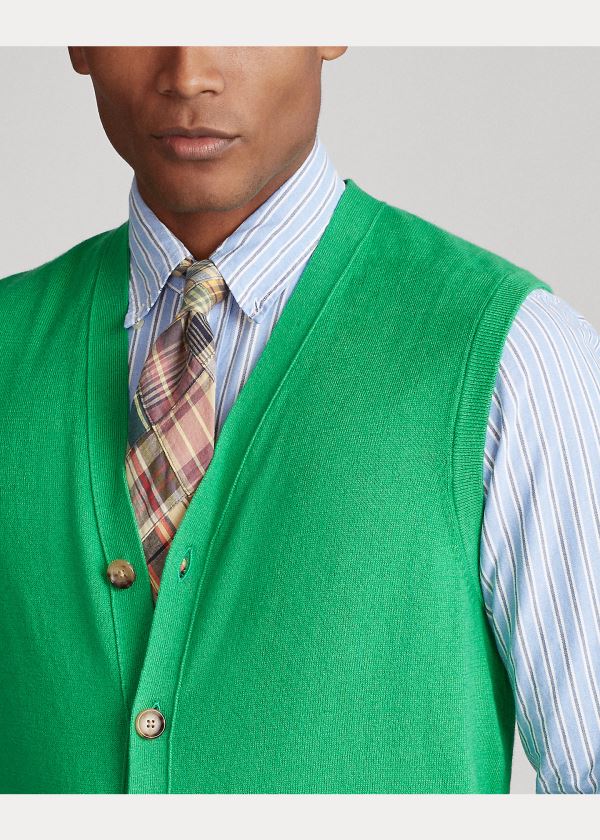 Ralph Lauren Bavlněné-Cashmere Svetrové Vest Zelene | TU8dAyOj
