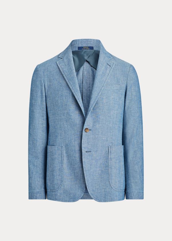 Ralph Lauren Bavlněné Chambray Suit Jacket Světle Blankyt | 8OHNKgRD