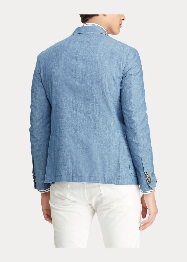 Ralph Lauren Bavlněné Chambray Suit Jacket Světle Blankyt | 8OHNKgRD