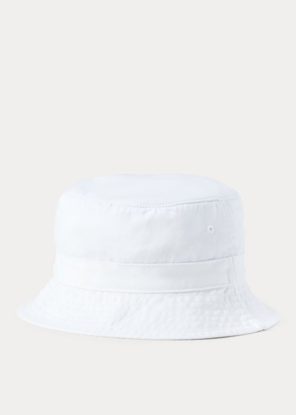 Ralph Lauren Bavlněné Chino Bucket Hat Bílé | hLtXJkeL
