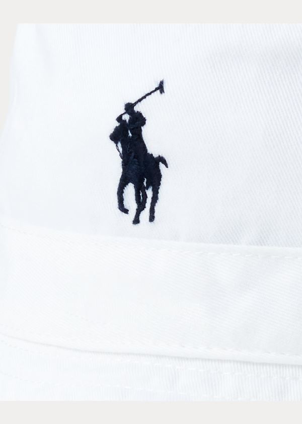 Ralph Lauren Bavlněné Chino Bucket Hat Bílé | hLtXJkeL
