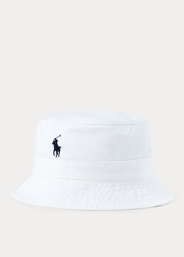 Ralph Lauren Bavlněné Chino Bucket Hat Bílé | hLtXJkeL