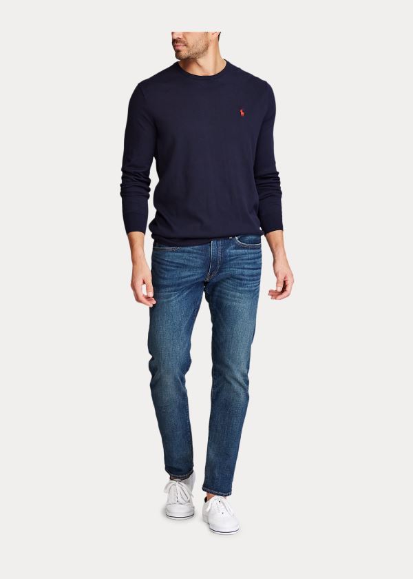 Ralph Lauren Bavlněné Crewneck Svetrové Tmavě Blankyt | 1iVbgcOl