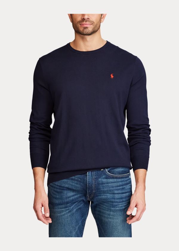 Ralph Lauren Bavlněné Crewneck Svetrové Tmavě Blankyt | 1iVbgcOl