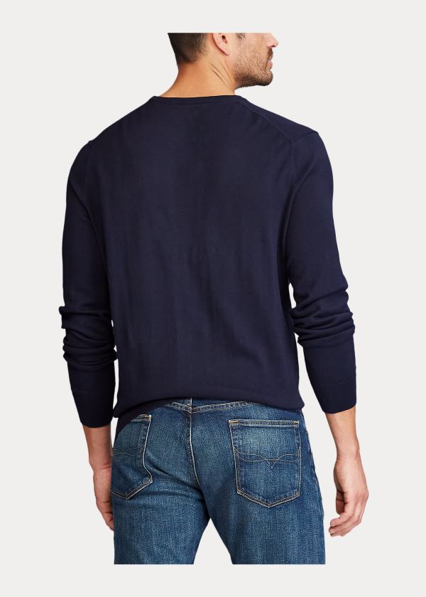 Ralph Lauren Bavlněné Crewneck Svetrové Tmavě Blankyt | 1iVbgcOl