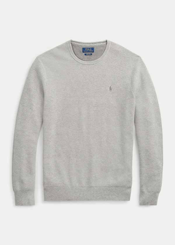 Ralph Lauren Bavlněné Crewneck Svetrové Šedé | IDQeJhbc