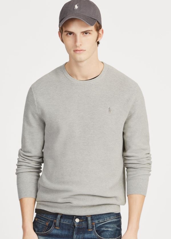 Ralph Lauren Bavlněné Crewneck Svetrové Šedé | IDQeJhbc