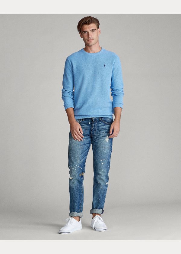 Ralph Lauren Bavlněné Crewneck Svetrové Královská Modrá Blankyt | UBU5rvtR