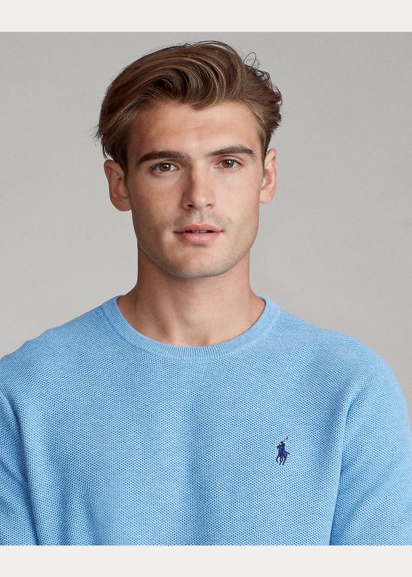 Ralph Lauren Bavlněné Crewneck Svetrové Královská Modrá Blankyt | UBU5rvtR