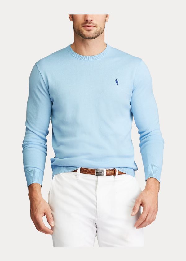 Ralph Lauren Bavlněné Crewneck Svetrové Blankyt | Y3YRBM5s