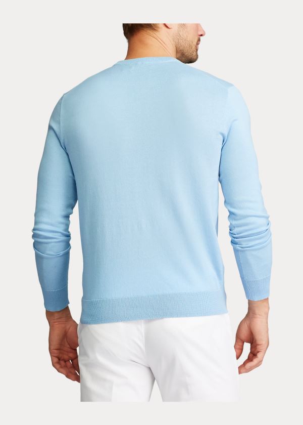 Ralph Lauren Bavlněné Crewneck Svetrové Blankyt | Y3YRBM5s