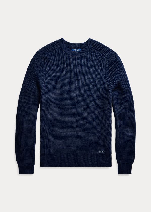Ralph Lauren Bavlněné Crewneck Svetrové Tmavě Blankyt | fYhyRDSG