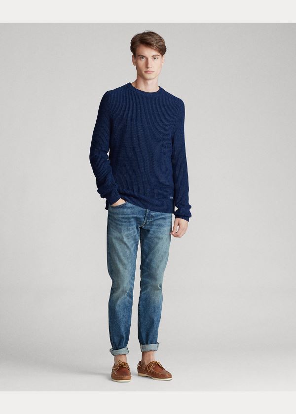 Ralph Lauren Bavlněné Crewneck Svetrové Tmavě Blankyt | fYhyRDSG