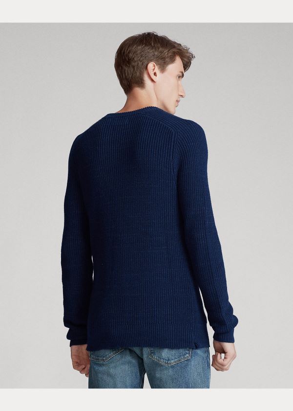 Ralph Lauren Bavlněné Crewneck Svetrové Tmavě Blankyt | fYhyRDSG