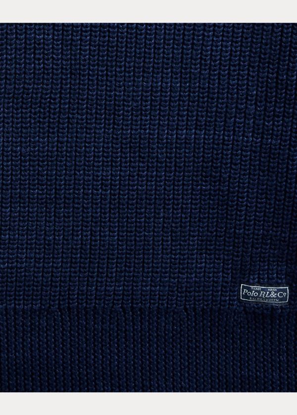 Ralph Lauren Bavlněné Crewneck Svetrové Tmavě Blankyt | fYhyRDSG