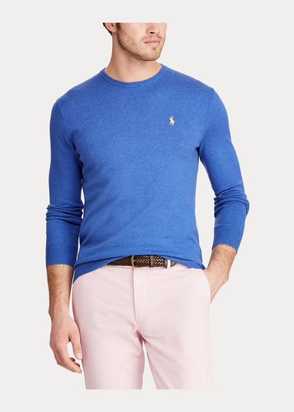 Ralph Lauren Bavlněné Crewneck Svetrové Blankyt | k6xzmnJn