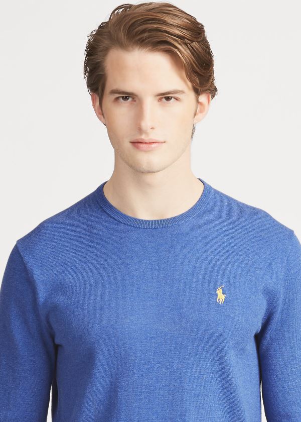 Ralph Lauren Bavlněné Crewneck Svetrové Blankyt | k6xzmnJn