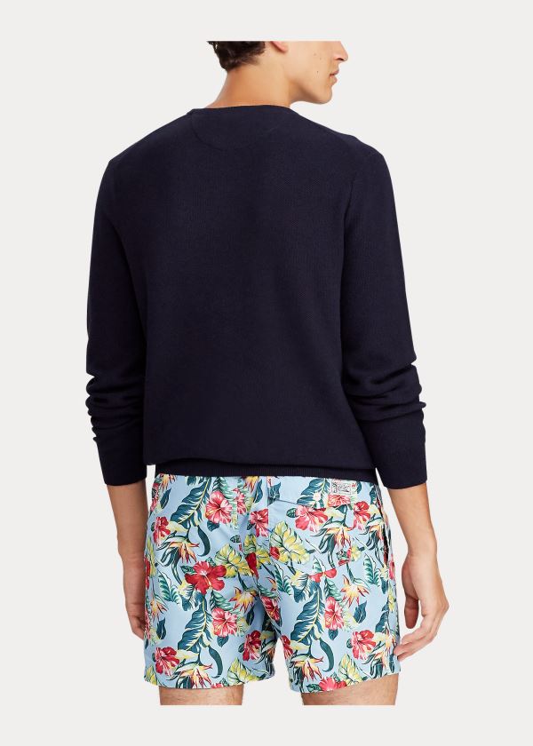 Ralph Lauren Bavlněné Crewneck Svetrové Tmavě Blankyt | qWaDoS1x