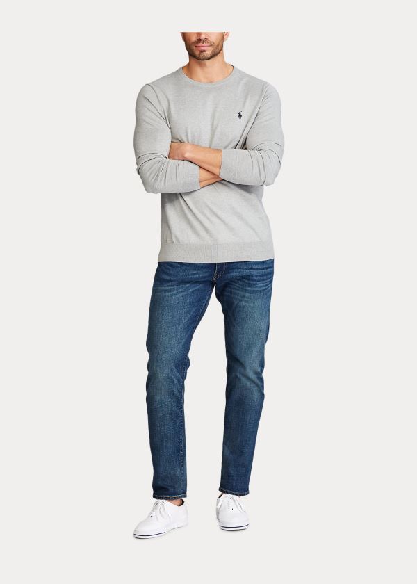 Ralph Lauren Bavlněné Crewneck Svetrové Šedé | x5hOBOur