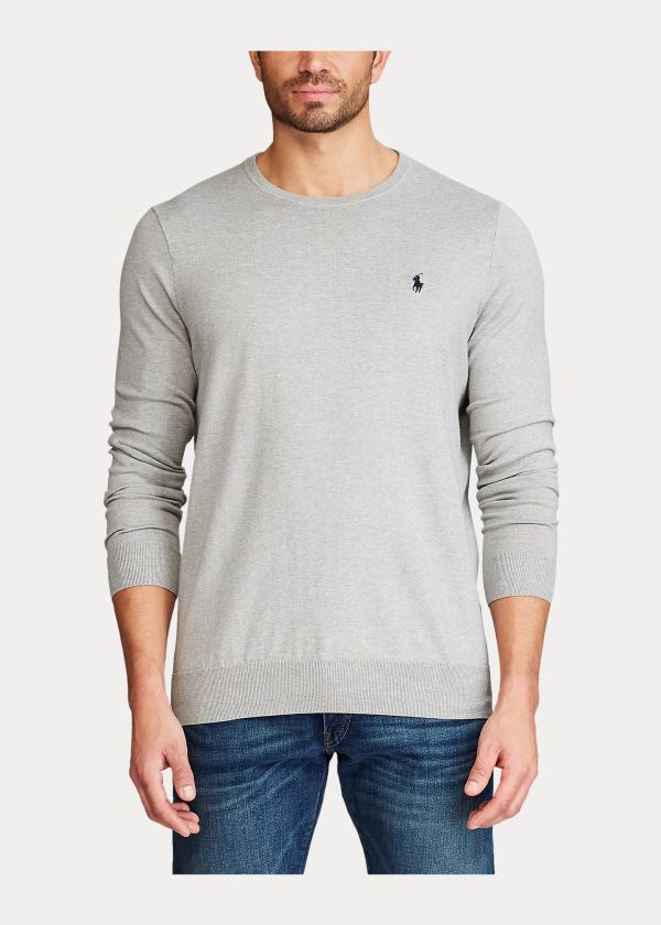 Ralph Lauren Bavlněné Crewneck Svetrové Šedé | x5hOBOur