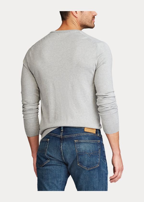 Ralph Lauren Bavlněné Crewneck Svetrové Šedé | x5hOBOur