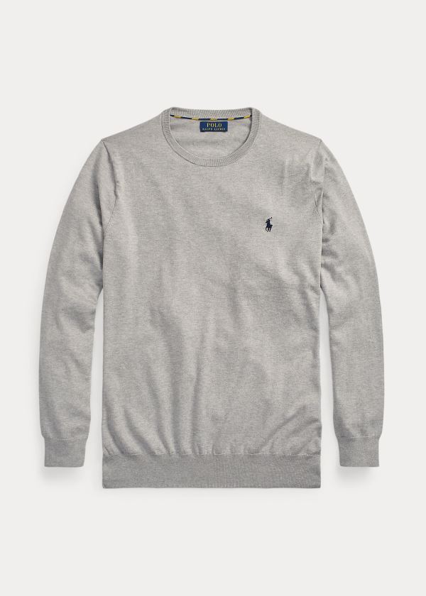 Ralph Lauren Bavlněné Crewneck Svetrové Šedé | x5hOBOur
