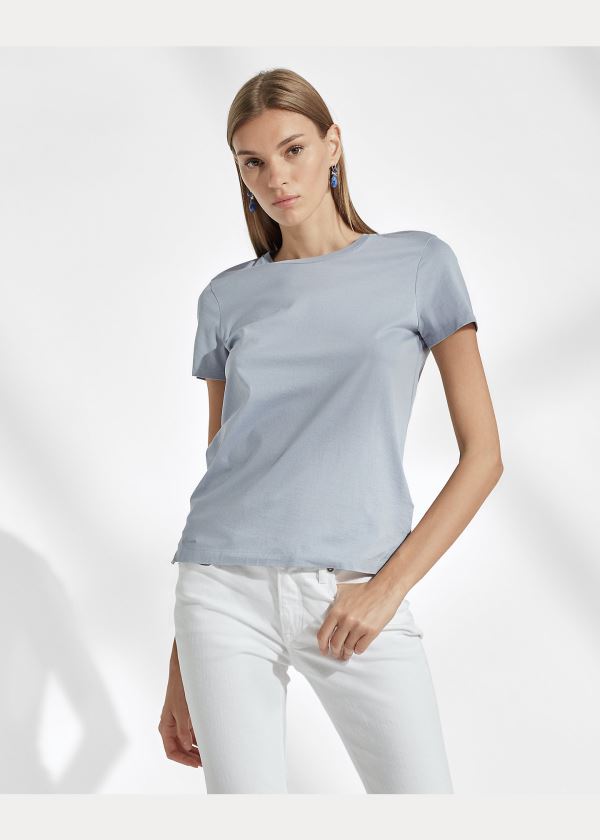 Ralph Lauren Bavlněné Crewneck T-Shirt Blankyt | gb4TuAnT