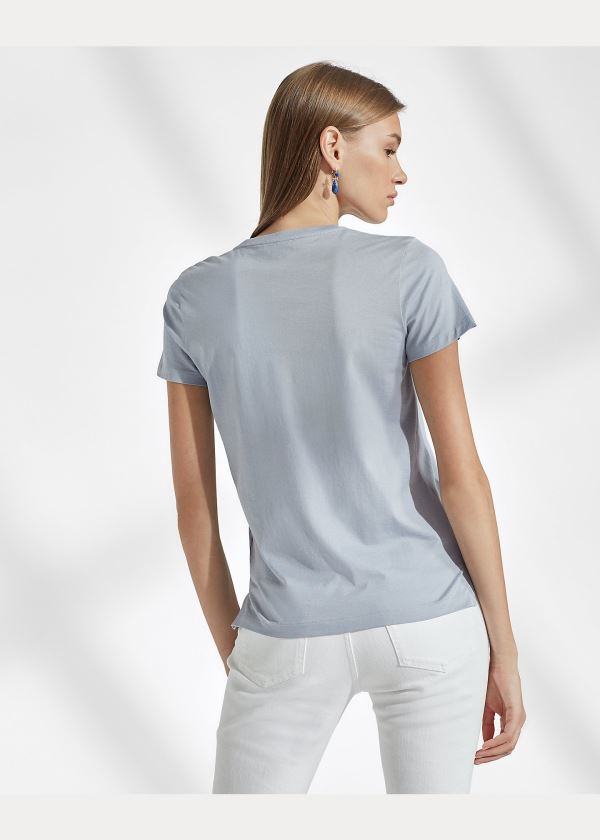 Ralph Lauren Bavlněné Crewneck T-Shirt Blankyt | gb4TuAnT
