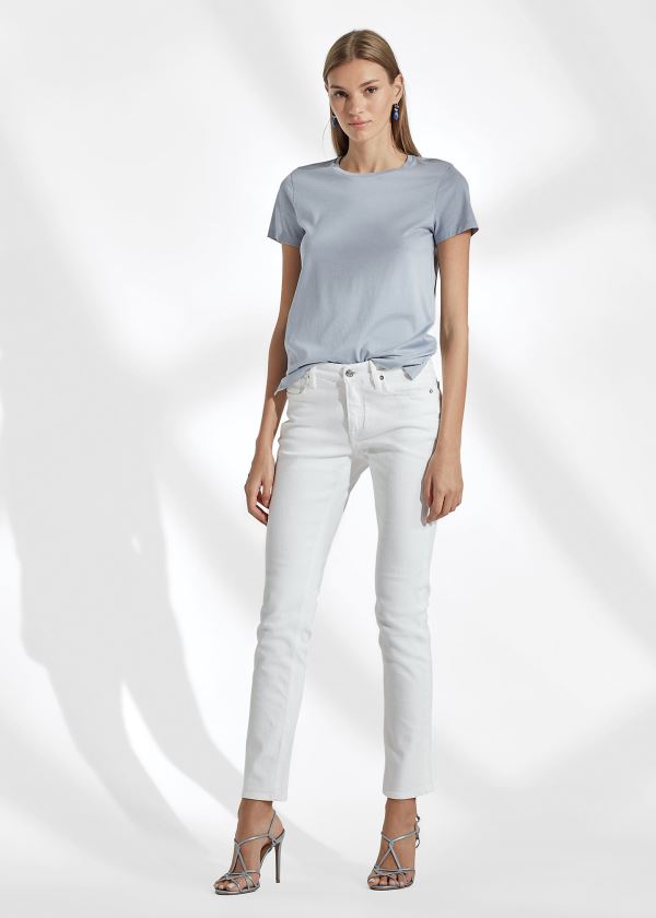 Ralph Lauren Bavlněné Crewneck T-Shirt Blankyt | gb4TuAnT