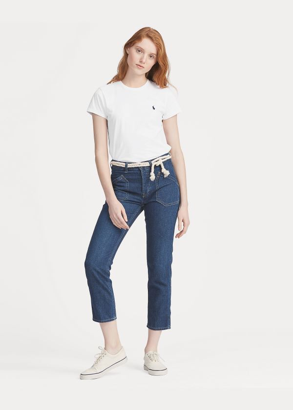 Ralph Lauren Bavlněné Crewneck T-Shirt Bílé | obDsB8cv