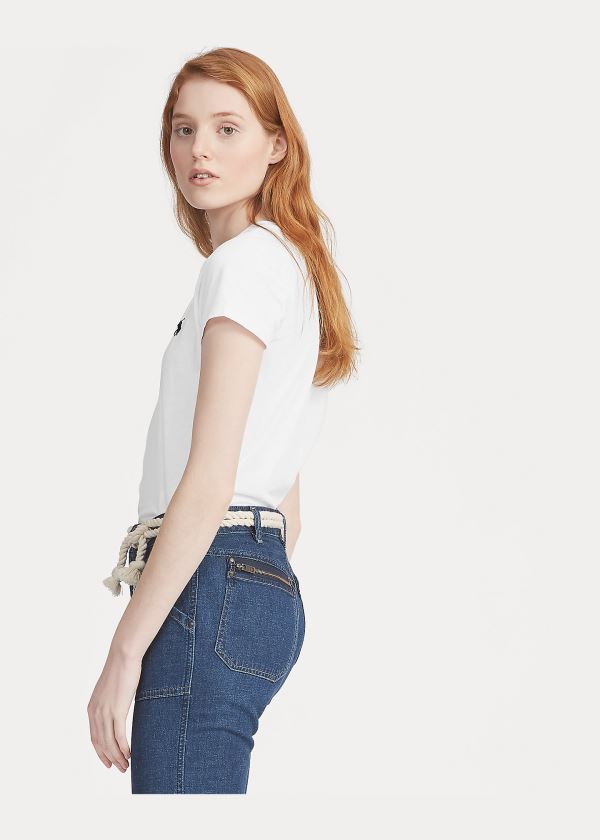 Ralph Lauren Bavlněné Crewneck T-Shirt Bílé | obDsB8cv