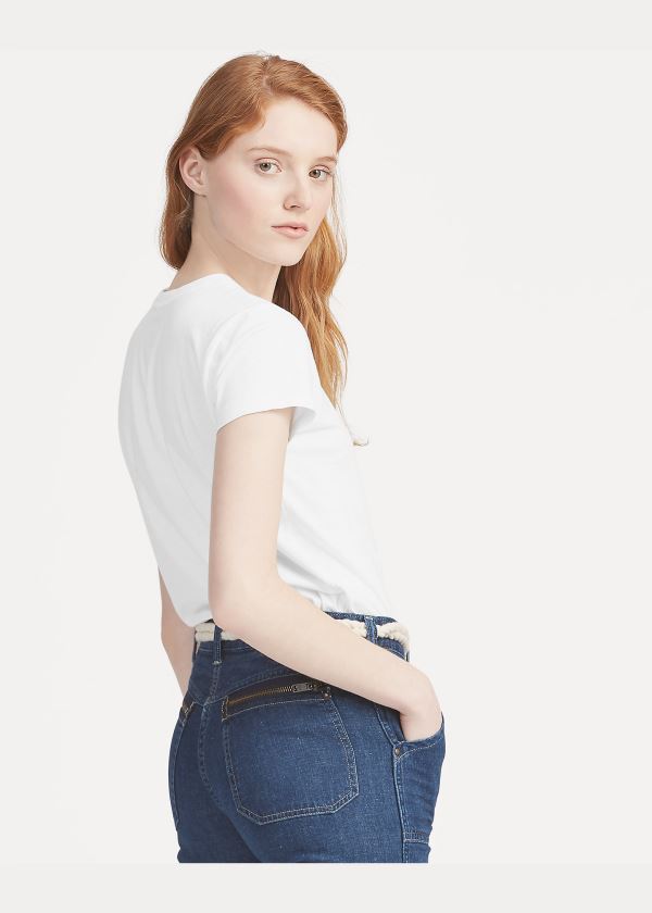 Ralph Lauren Bavlněné Crewneck T-Shirt Bílé | obDsB8cv