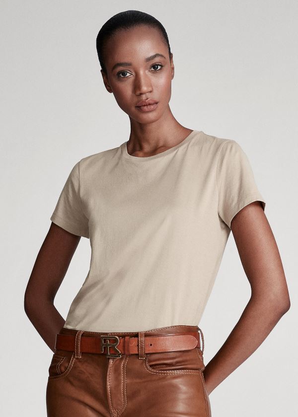 Ralph Lauren Bavlněné Crewneck T-Shirt Hnědé | xxm62bRJ