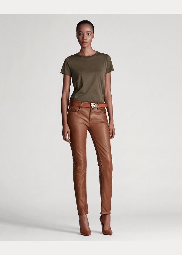 Ralph Lauren Bavlněné Crewneck T-Shirt Olivy Zelené | BFYQv04S