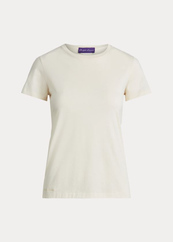 Ralph Lauren Bavlněné Crewneck T-Shirt Světle Krém | fy0svqMo