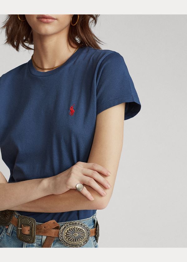 Ralph Lauren Bavlněné Crewneck T-Shirt Tmavě Blankyt | 5KQdCPTp