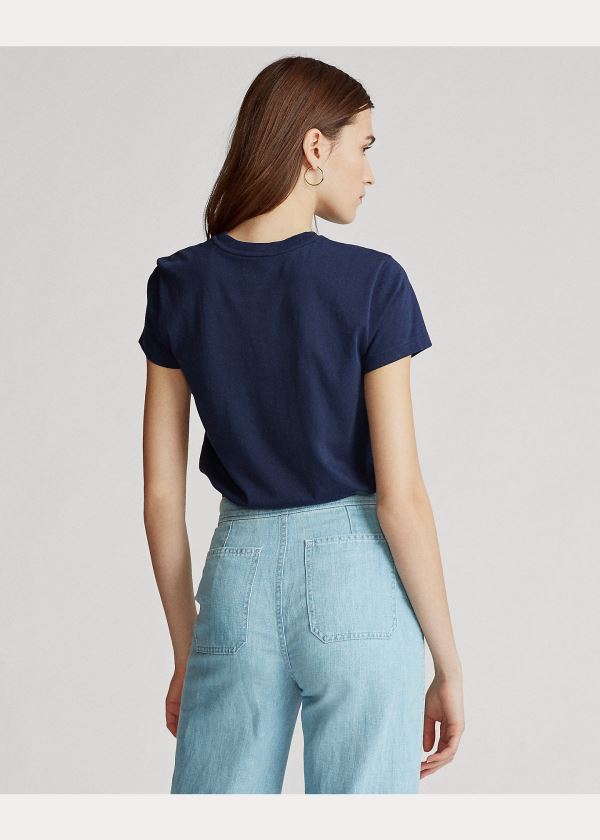 Ralph Lauren Bavlněné Crewneck T-Shirt Tmavě Blankyt | evrD0xhv