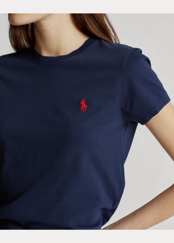 Ralph Lauren Bavlněné Crewneck T-Shirt Tmavě Blankyt | evrD0xhv