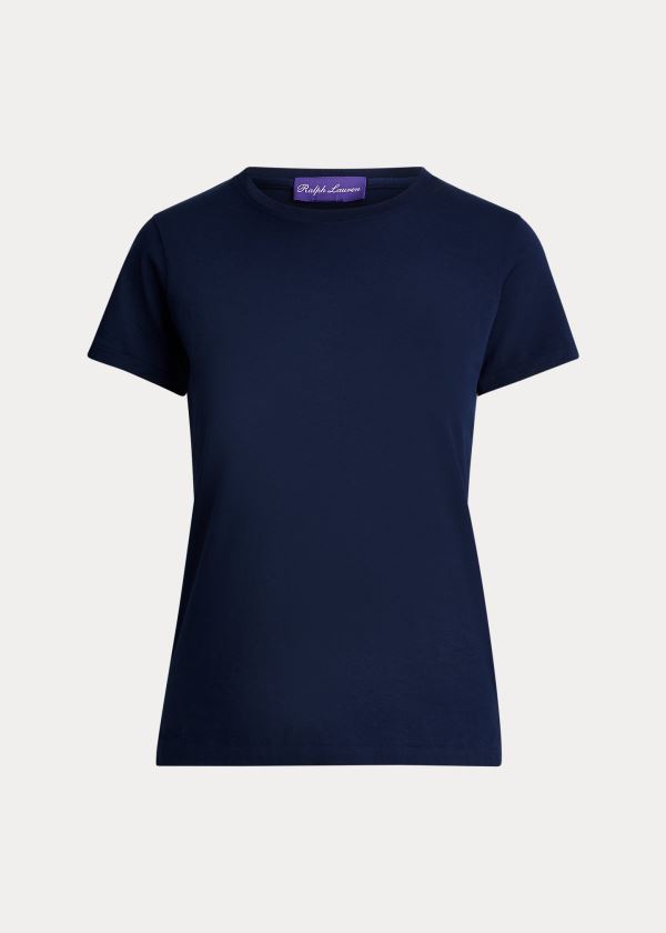 Ralph Lauren Bavlněné Crewneck T-Shirt Tmavě Blankyt | xr3IToUe