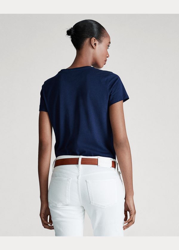 Ralph Lauren Bavlněné Crewneck T-Shirt Tmavě Blankyt | xr3IToUe