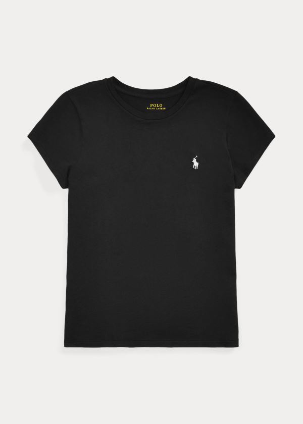 Ralph Lauren Bavlněné Crewneck T-Shirt Černé | 7nkMrbkq