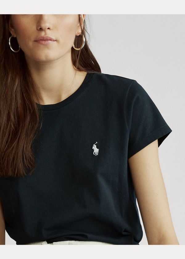 Ralph Lauren Bavlněné Crewneck T-Shirt Černé | 7nkMrbkq