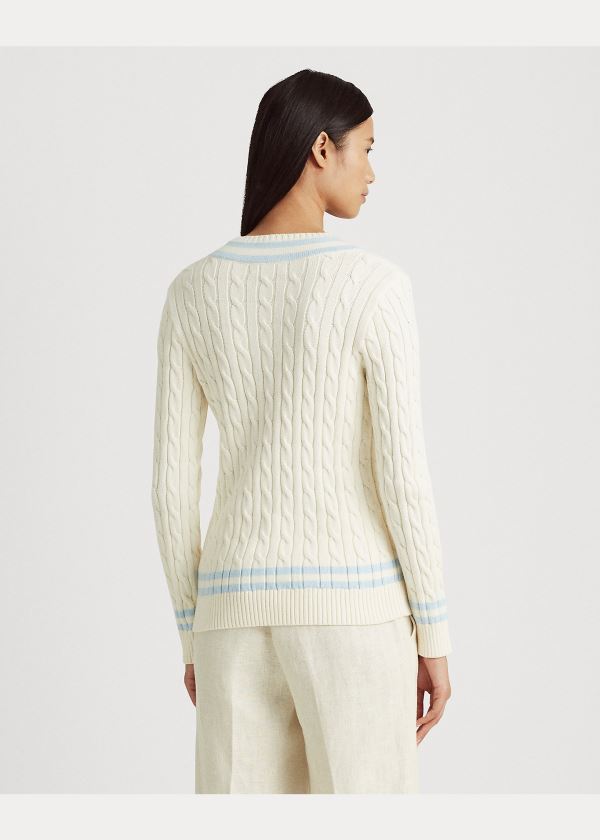 Ralph Lauren Bavlněné Cricket Svetrové Krém Indigo | jrv5111m
